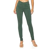 KHAKI & BLUE Women’s The Everyday Garment-Dyed Skinny Jeans – Soft Stretchy High Rise Comfy Casual Pants 79352JDM405_HNG 4 Hunter Green