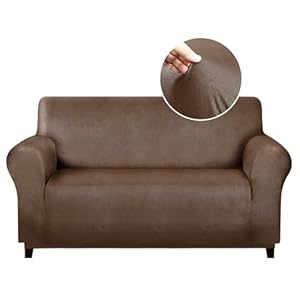 molasofa Loveseat Covers – Couch Cover for Leather Couches, Soft and Washable Loveseat Covers with Leather-Like Quality. Non-Pilling, Non-Slip 1-Piece Couch Cover for Pets and Kids (Dark Brown)