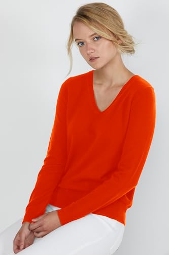 Image of JENNIE LIU Women's 100% Pure Cashmere Long Sleeve Pullover V Neck Sweater