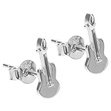 BESTonZON Pendientes de Botón de Plata S925 Circonita para Mujer Diseño Creativo de Guitarra Ligeros y Cómodos Ideales para Uso Diario y Obsequio Especial