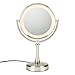 Conair 3-Way Touch Control Double-Sided Lighted Makeup Mirror - Lighted Vanity Makeup Mirror; 1x/8x magnification; Satin Nickel Finish
