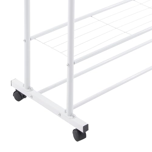 Portant à vêtements sans perçage OUKANING blanc à double étagère