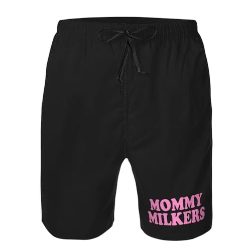 Mommy Milkers Men's Casual Board Shorts Swim Trunks Fit Summer Hawaii Beach Golf Short Swimwear Bathing Suits,4