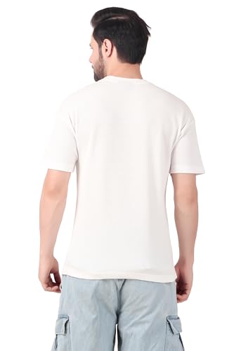 Image of Solid Self Design Oversized Tshirt for Men | Oversize T-Shirts for Men | Men Drop Shoulder Tshirts | Bagy Fit Men Tshirt
