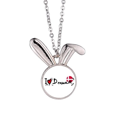 Collier I Love Danemark drapeau cœur à porter au quotidien pour un style scandinave