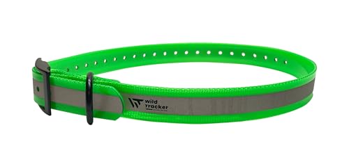 Wild Tracker, Halsband, Modell X-PERT Reflect, grüne Farbe, breites reflektierendes Band, hitze- und kältebeständig, wasserdicht und verrottungsfest, extrem robuste Doppelschnalle