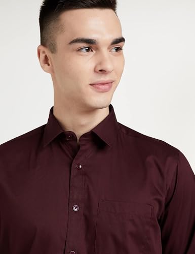 Image of Amazon Brand - Symbol Men's Solid Cotton Formal Shirt | Plain | Full Sleeve - Regular Fit (Available in Plus Size) (Wine + Bottle Green 42) (Combo Pack of 2)