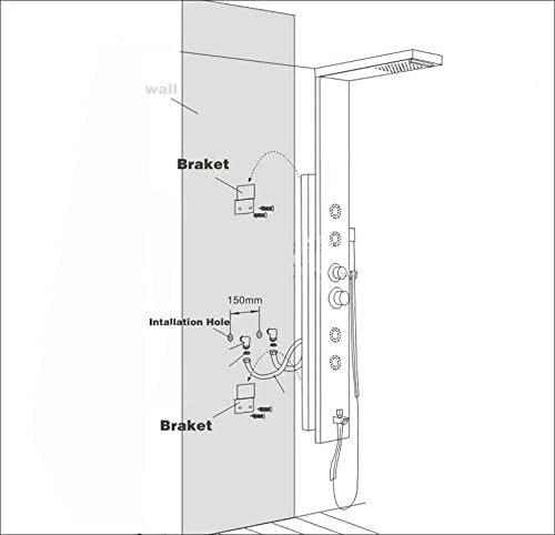 Sistema de Ducha Negro Panel de Ducha Mezclador Termostático Columna de Ducha con Jets de Masaje, Cascada y Lluvia miniatura 5