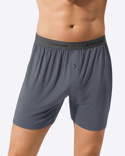 5 Pack Mens Underwear,Rayon Made from Bamboo Boxers for Men,Cooling Soft Boxer Shorts,No Reding Up Long Leg2