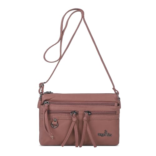 Image of Angel Kiss Small Crossbody Bag for Women Leather Crossbody Purse Triple Compartments Cell Phone Purse Shoulder Bags for Women