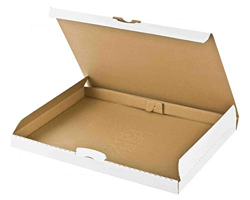 VEPATIM 25 cajas de cartón de envío 255 x 190 x 30 mm, montaje rápido, cierre de ranura, DHL apto para buzón, altura 3 cm, A5 B55, color blanco