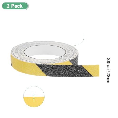 Image of M METERXITY 2-Pack Grip Tape, 0.8Inch x 33ft /20mm x 10m Anti Slip Traction Tape for Stair Steps /Indoor /Outdoor, Non Skid Adhesive Stair Tread Tape [Black /Yellow]