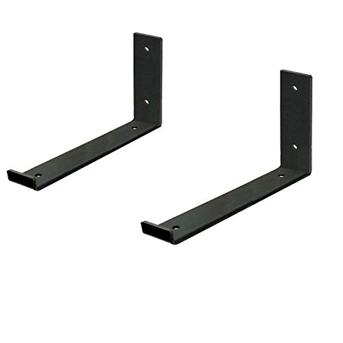 Shelf Brackets for a True 8 inch Lumber Board,Rustic Heavy Duty Shelf Supports, Hook Iron Shelf J Bracket, Lip Metal Modern Industrial Shelf Bracket (2 Pack)