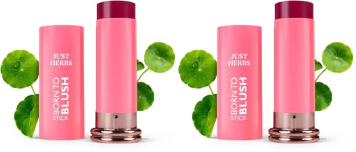 Image of Just Herbs Dewy Glow Blush Stick with Shea Butter & Cica for Eyes Cheeks and Lips For Women
