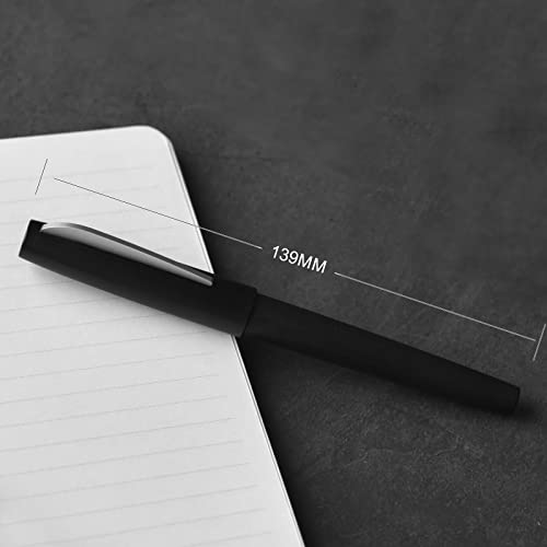 Kaco Edge Fountain Pen, Schmidt Extra Fine Nib With 2 Large Capacity Black Ink Cartridges In Gift Box Set (Matte Black/Silver Clip) (Extra Fine Nib) #TOP5