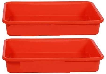 Bharat Sales Plastic Plastic Multipurpose|Organizer Tray|(42 cm x 31.2 cm x 20 cm) Orange|Pack of 2
