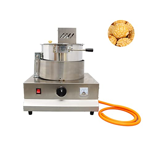 LGXEnzhuo Stainless steel Corn Popper Commercial Gas Electric Popcorn Machine Gas Heating Automatic Stirring Popcorn Maker Spherical Butterfly Popcorn Pot DC12V 25W