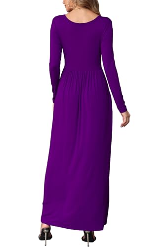 Image of EUOVMY Women's Long Sleeve Loose Maxi Dresses Casual Long Dresses with Pockets