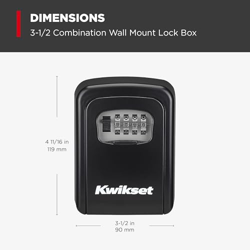 Kwikset Wall Mount Key Storage Lock Box, Combination, 3-9/16", Black | Resettable 4-Digit Code Holds Multiple Keys and Fobs; Weather-Resistant Shell for Realtors and Caregivers - image 3