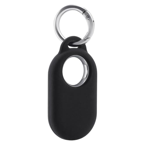BlingKingdom Samsung Galaxy Smart Tag 2 Case SmartTag2 Cover Silicone SmartTag2 Holder with Keychain for Pet Collar Key Bag Luggage (Black)