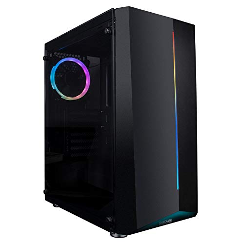1st Player R6-A RGB Mid Tower Gaming Case, Tempered Glass Side Panel, Front RGB LED Strip with 4 x 120mm Fans included