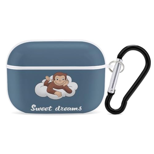 対応 AirPods Pro2 ケース おさるのジョージ (2) カラビナ付き 落下防止 全面保護 耐衝撃 ワイヤレス充電対応 おしゃれ プレゼント White-style-14