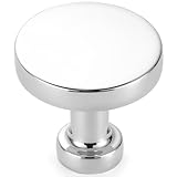 KOOFIZO ラウンドトップ&ベースキャビネットノブ - クロムプルハンドル(30mm / 1.2インチ)、10個パック キッチン食器棚ドア、寝室のドレッサーの引き出し、バスルームのワードローブハードウェア用