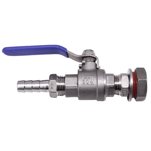 Válvula de bola pasamuros de acero inoxidable 304 con codo para manguera 6
