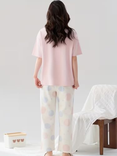 Image of Louis Luxe Womens Korean Night Dress|| Full Pyjama Set || Korean Nightsuit || Women Nightwear ||Round Neck Full Sleeve Nightsuit || Loungewear || Everyday Nightdress (ND-15)