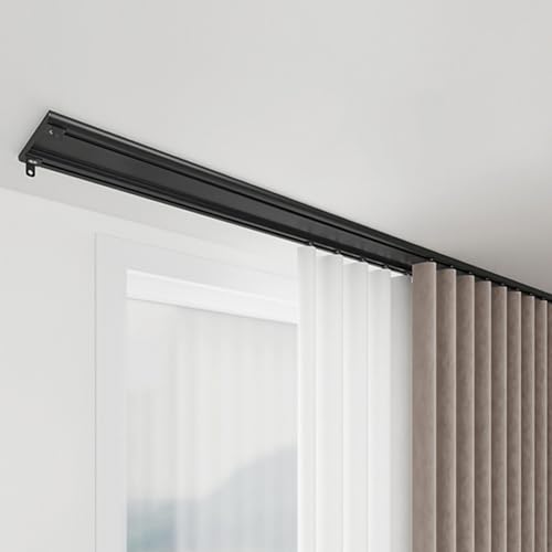 Tringle à rideaux noire plafond double rail avec poulies - 2