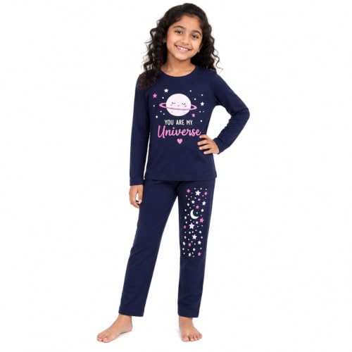 Image of NammaBaby Girl's Soft Cotton Night Suit (Printed T-Shirt & Pant Set /Girls Night Dress /Nightwear) Pack of 1