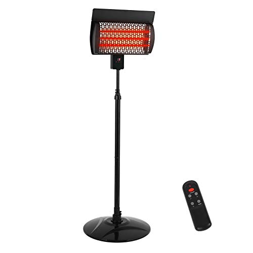 Sunday Living Electric Patio Heater, Outdoor Heater, 1500W Infrared Heater with 3 Power Settings, Digital Panel with 12H timer, Adjustable Height Space Heater, In/Outdoor, SPH-15NR