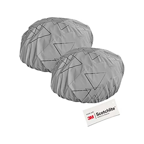 Salzmann 3M Wasserfester Helmüberzug - Regenschutz für Fahrradhelme - 2er Set - Hergestellt mit 3M Reflektierendem Material Cover