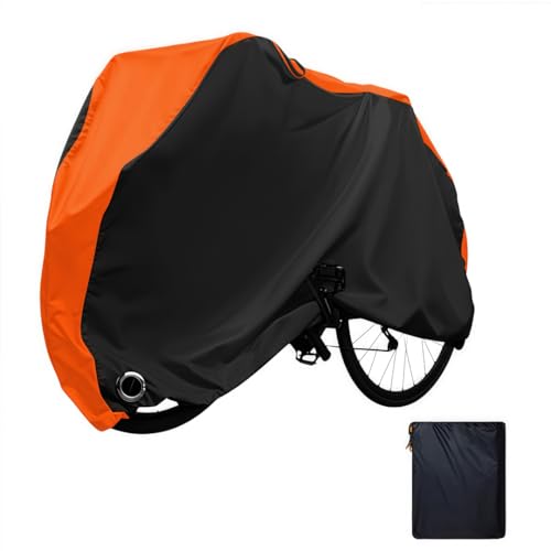 NYHGOXM 自転車カバー 防水 厚手 破れにくい 雨避け UV加工 防風 盗難防止 29インチまで対応 (電動自転車/折りたたみ自転車/子供乗せ用も可) 通常サイズ 2台収納可能 コンパクト収納便利 (M【180*60*90cm】,黒とオレンジ)