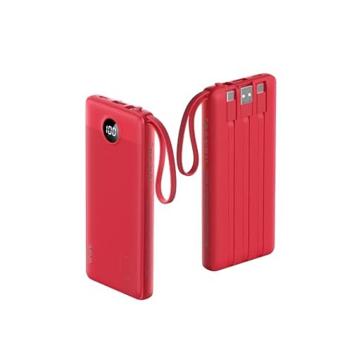 VRURC Portable Charger, 10000mAh Power Bank Built in Cables for iPhone, Slim Compact Travel Essential, 5 Outputs 2 Inputs USB C Battery Pack for iPhone 17 16 15 14 13, Samsung, Android etc-M