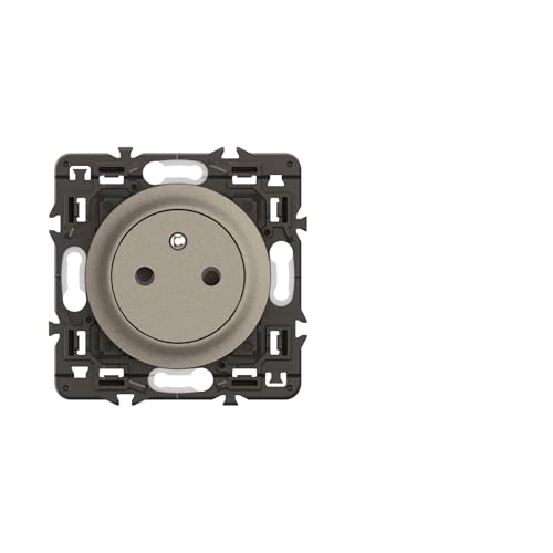 LEGRAND - Prise Electrique Murale avec Terre Céliane Surface - Prise Affleurante avec Socle Rétractable - Titanium - A compléter avec des plaques de finition - Lot de...
