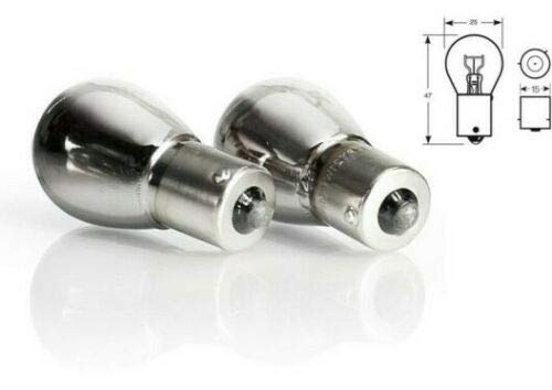 2x Chrome 343 Indicator Bulbs – 12V 21W, Amber Flash For Clear Lenses, Road Legal