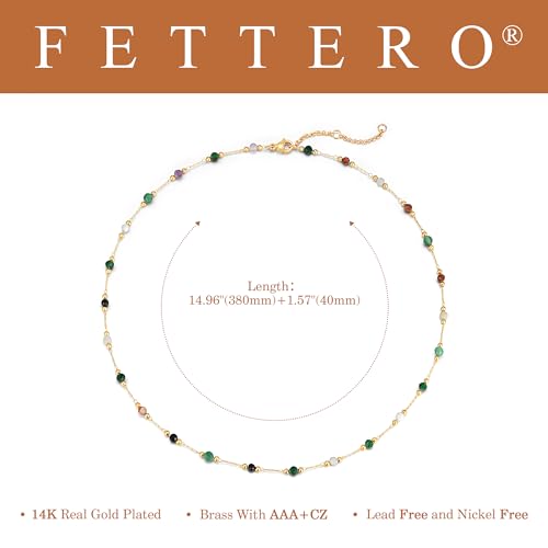Fettero Dainty Beads Choker Neckces for Women - 14K Gold Plated Beaded Necklace Summer Beach Choker Boho Gold Necklace for Women Jewelry