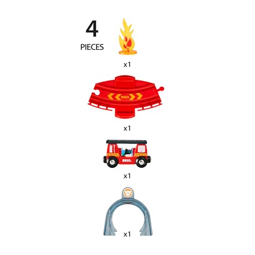 BRIO World 33976 Smart Tech Sound Feuerwehreinsatz - Zubehör für die BRIO Holzeisenbahn - Interaktives Spielzeug empfohlen ab 3 Jahren