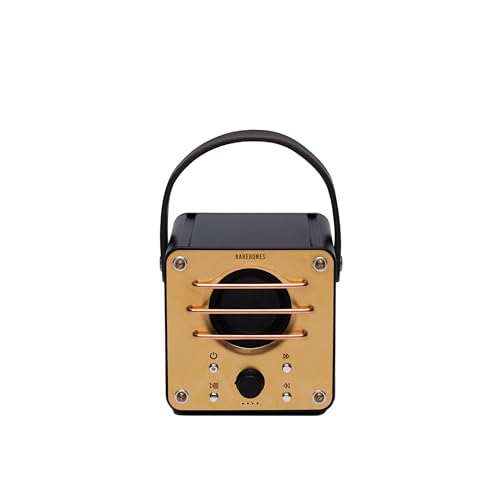 Barebones Block Tower Speaker – Vintage Brass & Copper Wireless Bluetooth Speaker with 20+ Hour Battery Life, Leather Strap for Portability – Ideal for Outdoor Adventures and Home Use