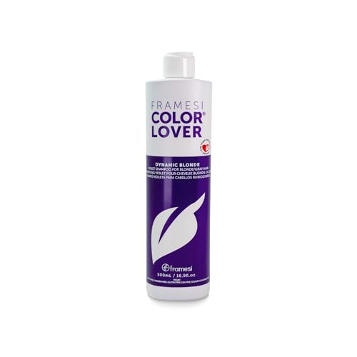 Framesi Color Lover Dynamic Blonde Violet Purple Shampoo - Deep Violet Neutralizing Shampoo for Blonde, Highlighted, Gray + White Hair - Sulfate-Free Moisturizing & Strengthening Shampoo (16.9 Fl Oz)