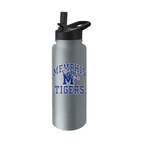 Image of Logo Brands NCAA Memphis Tigers Athletic 34 oz Stainless Steel Quencher Bottle - Double-Wall Insulated, No-Spill Lid, Easy Carry Handle - Keeps Drinks Cold For Hours