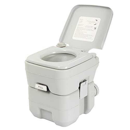 JAXPETY 5.3 Gallon Porta Potty Travel Portable Camping Toilet for RV, Boating, Road Trips, Caravan, Campsite, Hospital(20L Gray)