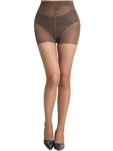 Image of SUREPOCH 20D Sheer Tights Control Top Black Pantyhose for Women Tummy Control Nylon Stockings