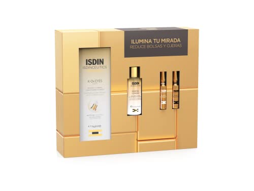 ISDIN PACK ISDINCEUTICS Ilumina tu mirada. Bolsas y ojeras. K-Ox Eyes 15ml, Essential Cleansing 27ml, Ampolla Flavo-C Ultraglican, Ampolla Flavo-C Melatonin