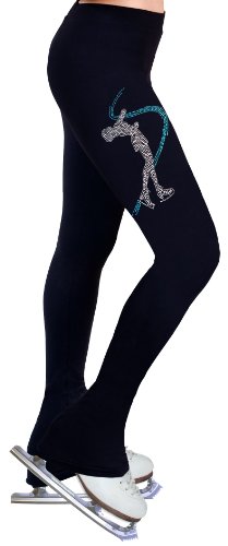 NY2 SPORTSWEAR Figure Skating Practice Pants with Rhinestones R234 (Child Extra Extra Small) Black