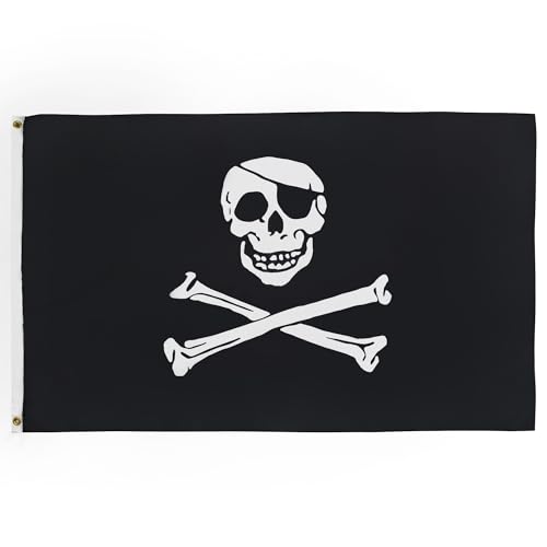 BANDIERA PIRATA TESCHIO 90x60cm - GRAN BANDIERA DEI PIRATI 60 x 90 cm Poliestere leggero - Bandiere - AZ FLAG