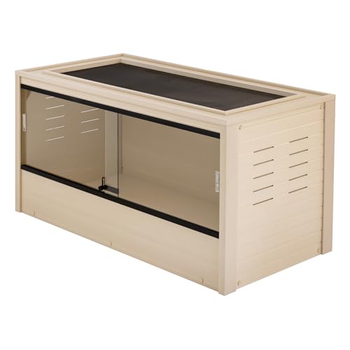 New Age Pet ECOFLEX 48' Mojave Reptile Lounge -Durable Wood Plastic Composite Habitat with Ventilation, Removable Glass Doors & Lock, Easy Assembly, for Tortoises, Snakes, Iguanas