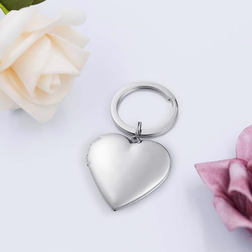 PHOCKSIN Silver Heart Locket Keychains For Women Black Silver Locket Key chain that Hold Pictures Photo Keychain as Gifts3