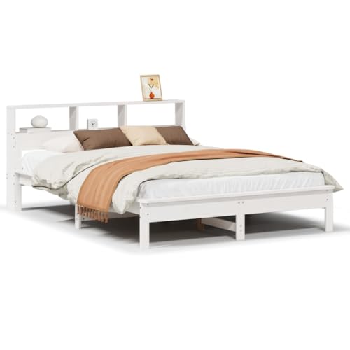 Genérico Estructura de Cama sin colchón Madera de Pino Blanca 140x190 cm,Mobiliario,Camas y Accesorios,Camas y somieres-3309741